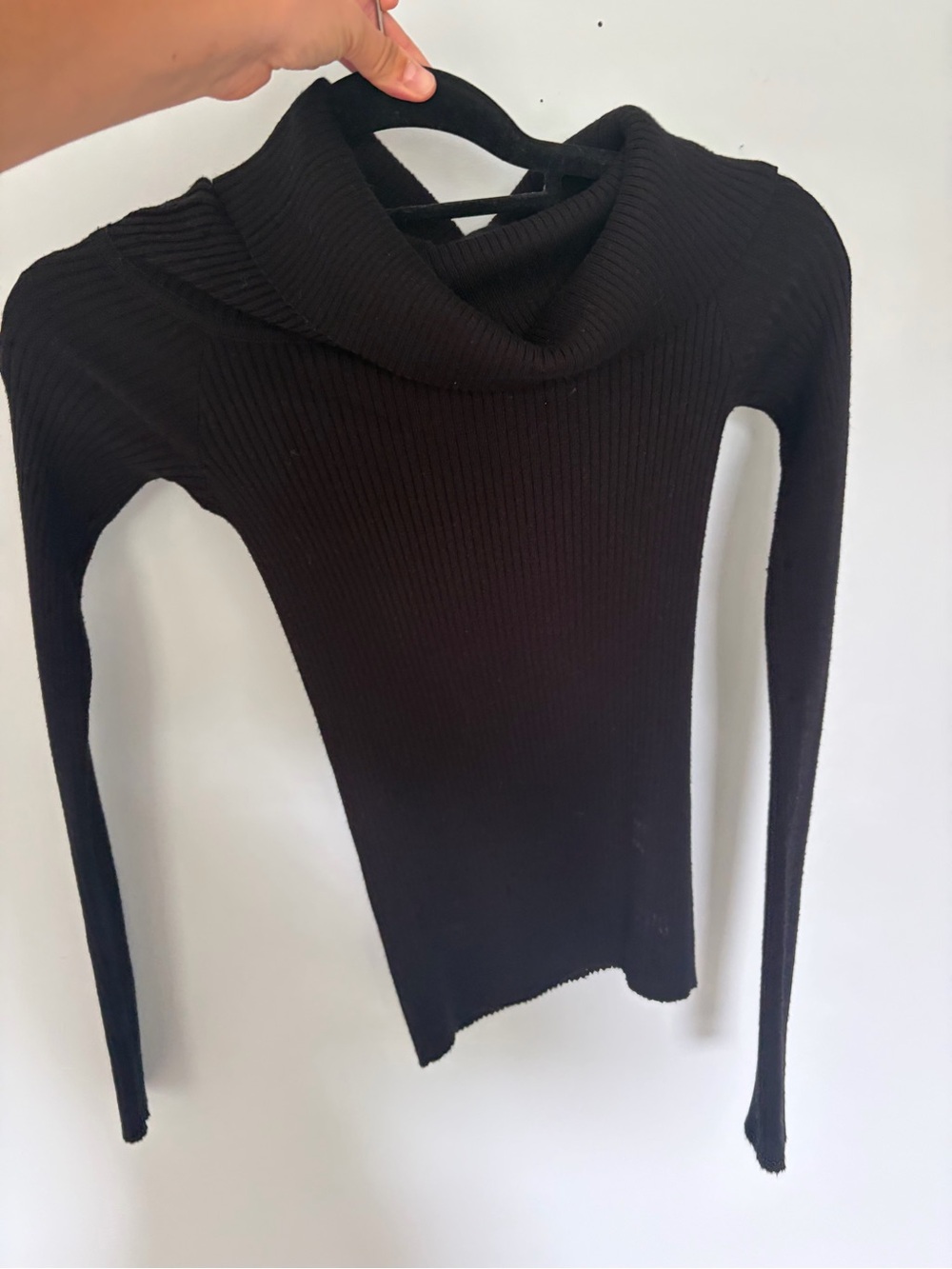 Forever 21 Black Ribbed Cowl Neck Sweater